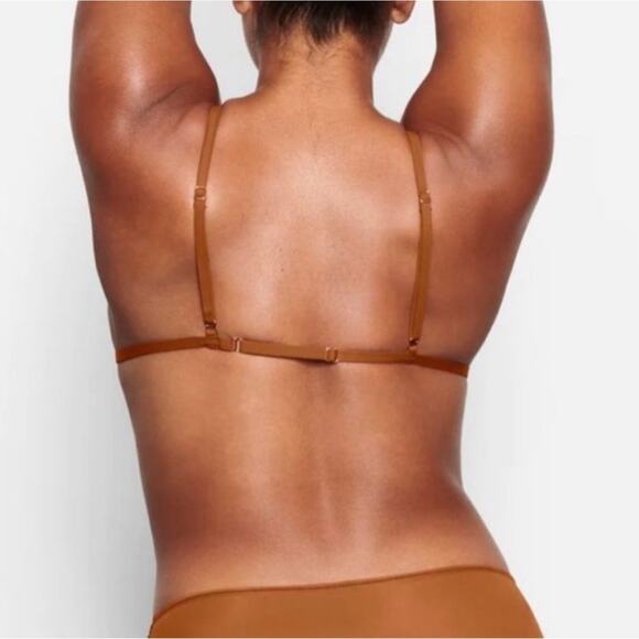 NWT Skims Sheer Front Closure Triangle String Bralette in Copper Brown Sz Large - Picture 2 of 7